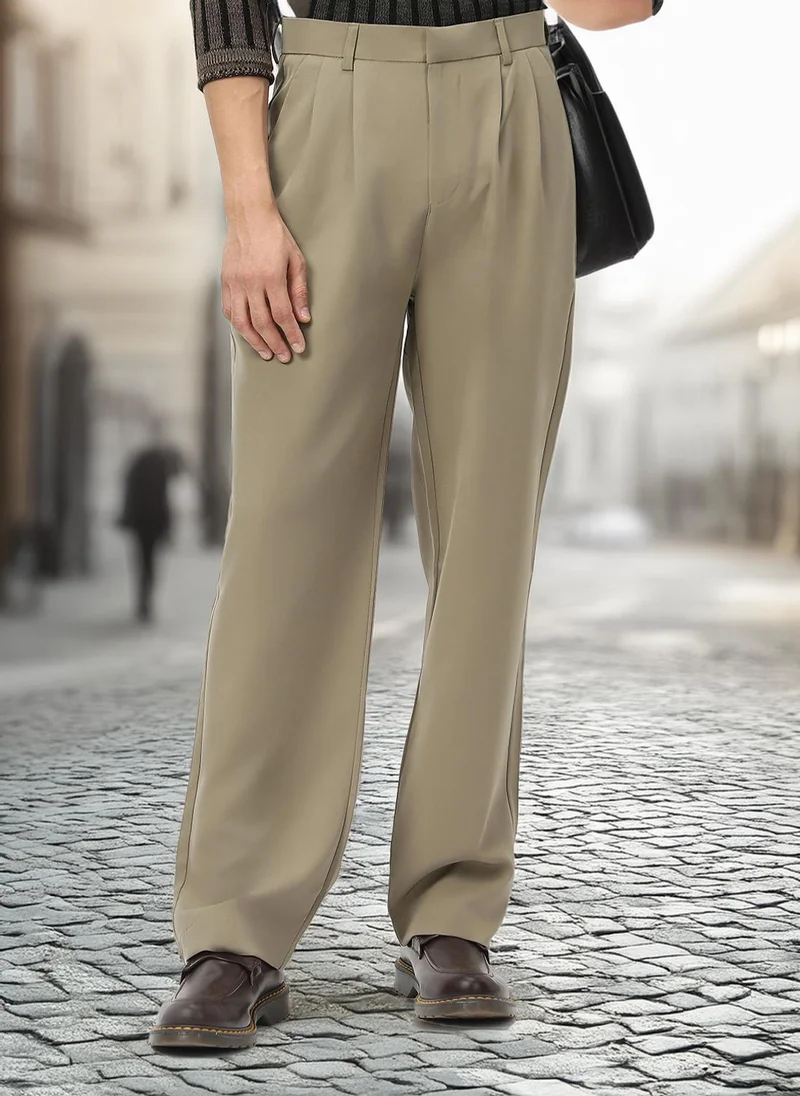 Urbano Fashion Men's Light Olive Loose Baggy Fit Solid Korean Pants Stretchable